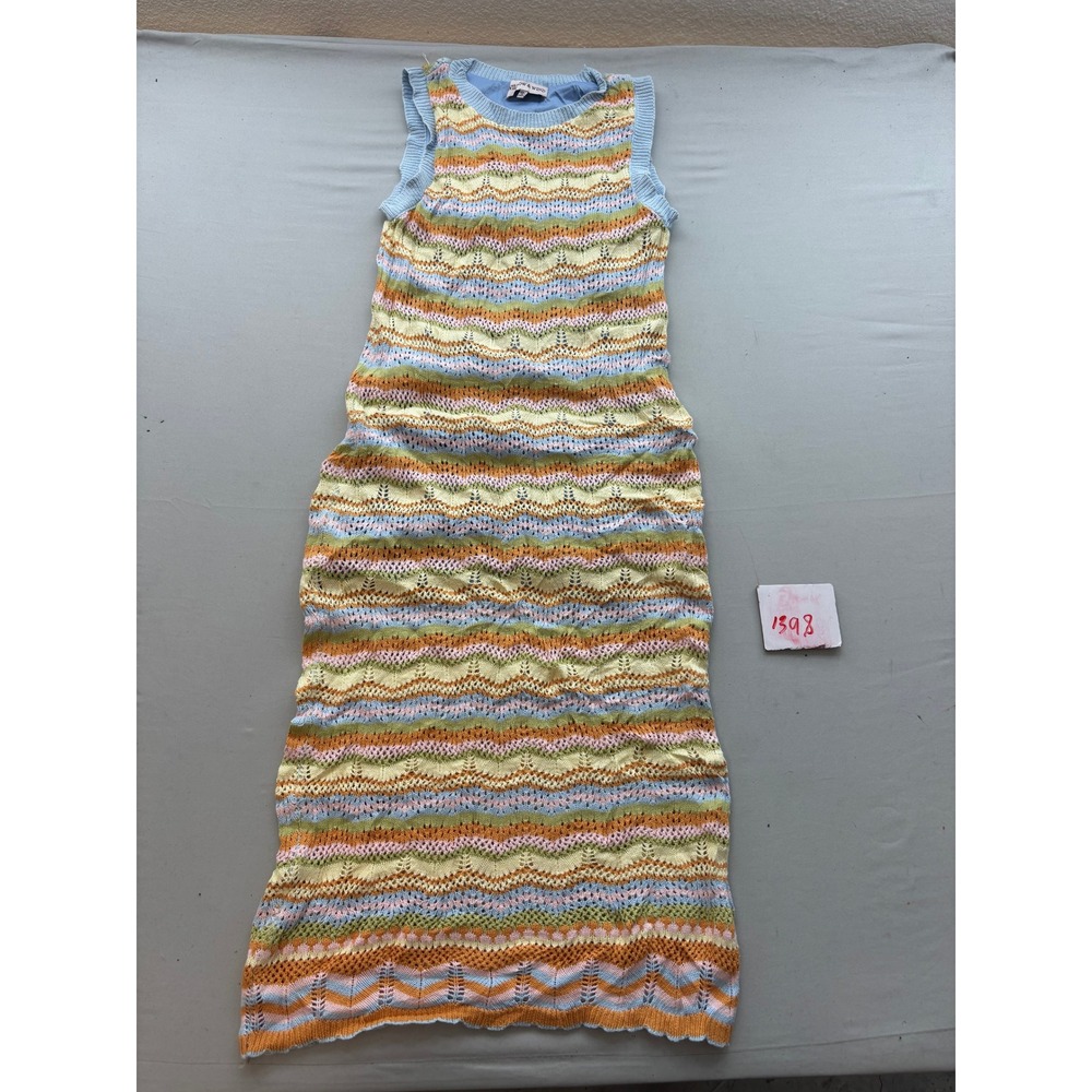 Willow & Wind Multi-Color Chevron Pointelle Knit Maxi Dress Large Sleeveless